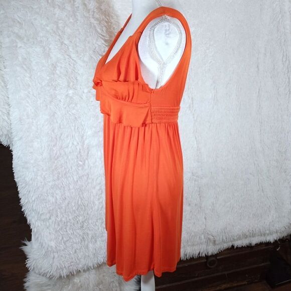 KENNETH COLE REACTION ORANGE V-NECK RUFFLE DRESS SZ.M EUC - Picture 5 of 9